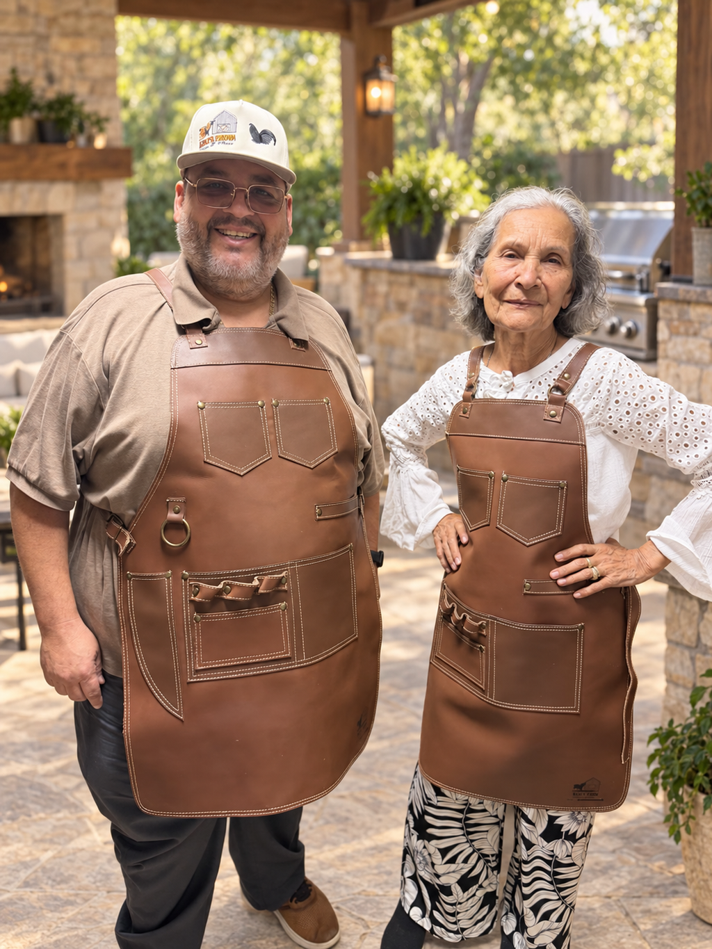 Mandil parrillero de piel Kiki’s Farm con ajuste unisex